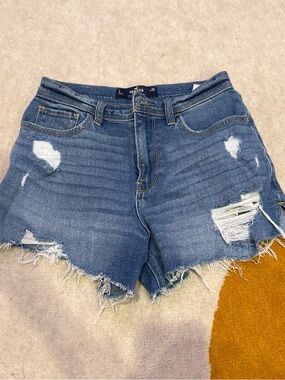 Hollister Distressed Medium Blue Denim Cutoff Shorts